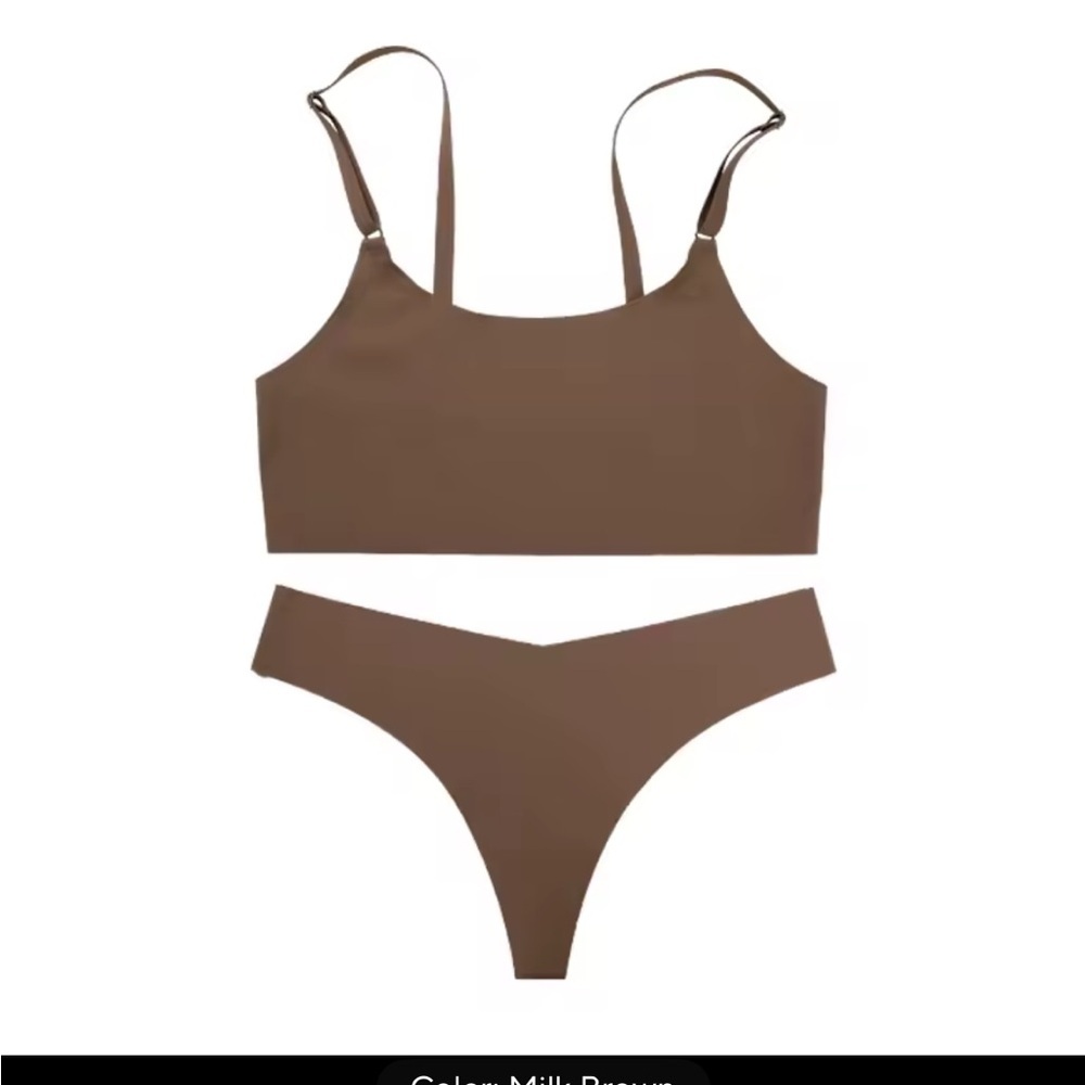 Brown bra and underwear  Set with Smooth Material